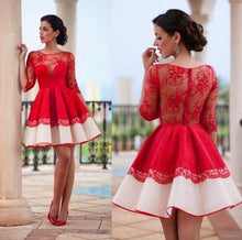 Load image into Gallery viewer, Long sleeve Short Red Sexy homecoming dress Lace dresses for homecoming 17607