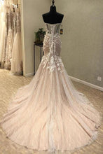 Load image into Gallery viewer, Gorgeous Sweetheart Mermaid Lace Appliqued Wedding Dresses Strapless Bridal SRSPJ18HD74