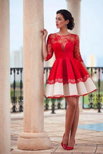 Load image into Gallery viewer, Long sleeve Short Red Sexy homecoming dress Lace dresses for homecoming 17607