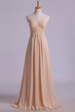 Load image into Gallery viewer, 2024 Sweetheart A Line Beaded Bodice Backless Prom Dresses Chiffon