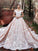 2023 A-Line Off the Shoulder Ball Gown Court Train Tulle Appliques Wedding SRS10064