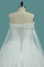 Load image into Gallery viewer, 2024 New Arrival Bling Wedding Dresses Off The Shoulder A Line Tulle Lace Up