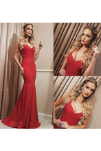 Load image into Gallery viewer, 2024 New Arrival Straps Satin Mermaid Sweep Train Evening Dresses