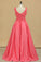 2024 Mother And Daughter Prom Dress V Neck Satin With Handmade Flowers A Line