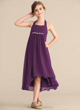 Load image into Gallery viewer, Junior Bridesmaid Dresses Chiffon Asymmetrical Empire Bow(s) Gill Beading Halter With