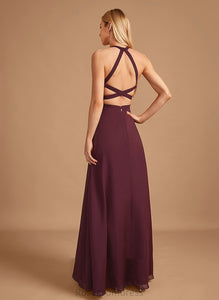 Silhouette Embellishment Fabric Neckline SplitFront Floor-Length Length HighNeck A-Line Damaris Bridesmaid Dresses