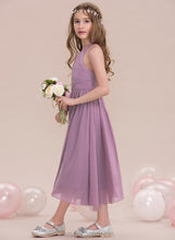 Load image into Gallery viewer, Kailey Junior Bridesmaid Dresses With Halter A-Line Ruffle Chiffon Tea-Length