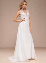 Load image into Gallery viewer, Wedding Dresses Train V-neck Sweep A-Line Emilee Dress Chiffon Lace Wedding