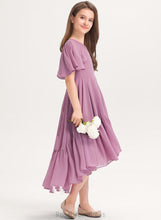 Load image into Gallery viewer, Cascading Asymmetrical Prudence Ruffles With Junior Bridesmaid Dresses Chiffon V-neck A-Line