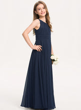 Load image into Gallery viewer, With A-Line Junior Bridesmaid Dresses Ruffle Chiffon Scoop Floor-Length Neck Maleah