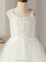 Load image into Gallery viewer, Tulle A-Line Scoop With Junior Bridesmaid Dresses Floor-Length Lace Sadie Lace Neck