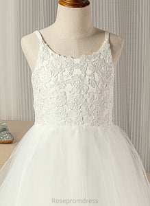 Tulle A-Line Scoop With Junior Bridesmaid Dresses Floor-Length Lace Sadie Lace Neck