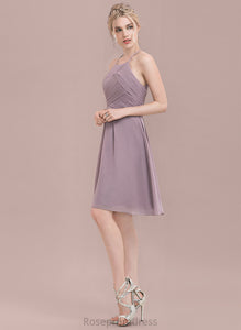 Ruffle A-Line Length Neckline ScoopNeck Silhouette Embellishment Fabric Knee-Length Elaina Bridesmaid Dresses
