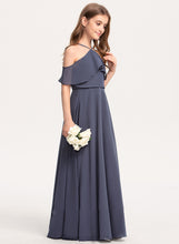 Load image into Gallery viewer, Chiffon Kayla Junior Bridesmaid Dresses With Floor-Length A-Line Ruffles Off-the-Shoulder Cascading