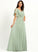 Embellishment V-neck Floor-Length Ruffle Silhouette Neckline Length Fabric A-Line Teagan Natural Waist Floor Length Bridesmaid Dresses