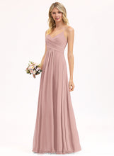 Load image into Gallery viewer, Embellishment Length Silhouette Floor-Length Fabric A-Line Pleated V-neck Neckline Ayanna Sleeveless A-Line/Princess Bridesmaid Dresses