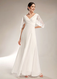 Floor-Length Wedding Dress With V-neck Lace Keira Chiffon Wedding Dresses Sheath/Column