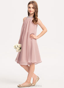 Neck Sequins Chiffon Rory Knee-Length A-Line Junior Bridesmaid Dresses Scoop With Beading