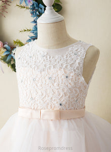 Flower Kyla Tea-length Flower Girl Dresses Neck Ball-Gown/Princess - Dress Scoop Sleeveless Tulle/Lace Girl
