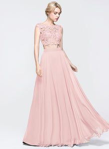 Floor-Length Chiffon Casey Sequins Scoop Prom Dresses With A-Line Beading Lace