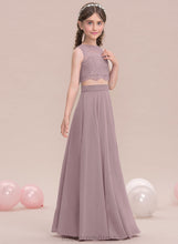 Load image into Gallery viewer, Floor-Length Junior Bridesmaid Dresses Melany Scoop Neck A-Line Chiffon