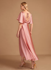 Satin Neckline Length Straps Silhouette HighNeck Fabric Asymmetrical A-Line Molly A-Line/Princess Floor Length Bridesmaid Dresses