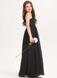 Aliyah Lace One-Shoulder Floor-Length Chiffon Junior Bridesmaid Dresses A-Line