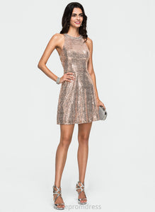 Dress Sequined Short/Mini Homecoming Dresses With Neck Homecoming Eva Scoop Sequins A-Line