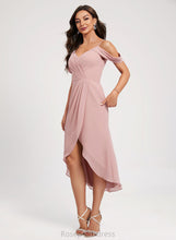 Load image into Gallery viewer, Pleated V-neck Front Dress Sheath/Column Chiffon With Cocktail Split Asymmetrical Eileen Cocktail Dresses
