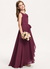 Load image into Gallery viewer, Neck Cowl Asymmetrical Chiffon Azaria Bow(s) A-Line With Junior Bridesmaid Dresses