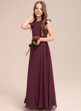Load image into Gallery viewer, Chiffon Ruffles Floor-Length Cascading Junior Bridesmaid Dresses With A-Line Neck Elva Scoop