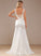 Lace Ruffle Lace V-neck Trumpet/Mermaid Dress Satin Train Wedding Dresses With Wedding Sweep Brenna