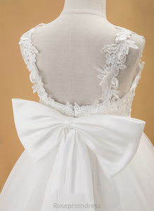 V-neck Beading/Bow(s) Sleeveless Dress - Flower Ball-Gown/Princess With Tulle/Lace Isabelle Girl Flower Girl Dresses Floor-length