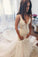 Beautiful Lace Tulle V-Neck Mermaid Ivory Sexy Sleeveless Wedding Dresses RS293