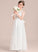 Lila Lace Scoop With Neck Junior Bridesmaid Dresses Bow(s) Sash Floor-Length A-Line
