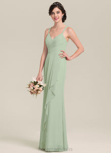 Fabric Floor-Length Length CascadingRuffles A-Line Silhouette Sweetheart Embellishment Neckline Saniyah Bridesmaid Dresses
