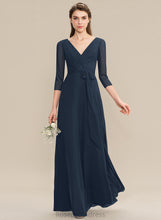 Load image into Gallery viewer, Floor-Length Ruffle V-neck Length Silhouette Embellishment Fabric Bow(s) Neckline A-Line Arielle Floor Length Bridesmaid Dresses