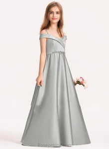 Floor-Length Off-the-Shoulder Junior Bridesmaid Dresses Satin Hadley Ball-Gown/Princess