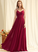 Load image into Gallery viewer, V-neck Floor-Length Embellishment A-Line Silhouette Fabric Length Pleated Neckline Elianna Floor Length A-Line/Princess Bridesmaid Dresses