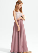 Load image into Gallery viewer, Junior Bridesmaid Dresses Thalia Floor-Length V-neck A-Line Lace Chiffon