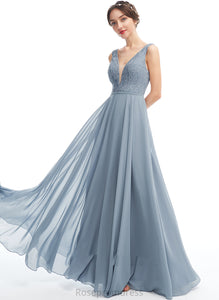 Silhouette Neckline Length Straps Lace A-Line V-neck Fabric Floor-Length Thalia A-Line/Princess Natural Waist Bridesmaid Dresses