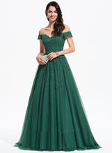 Load image into Gallery viewer, Tulle Sweep Train Janessa Prom Dresses Ball-Gown/Princess V-neck