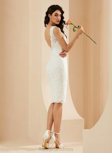 Sheath/Column Knee-Length Leticia Dress Wedding V-neck Wedding Dresses