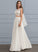Lace Beading Wedding A-Line Dress Chiffon Neck Floor-Length Sequins Wedding Dresses With Scoop Elianna