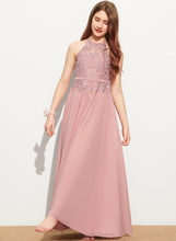 Load image into Gallery viewer, Junior Bridesmaid Dresses Floor-Length Hanna Chiffon Scoop Neck Lace A-Line