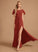 Floor-Length HighNeck Neckline Fabric Ruffle Length Silhouette SplitFront A-Line Embellishment Tiffany A-Line/Princess Bridesmaid Dresses