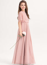 Load image into Gallery viewer, Gillian Neck Floor-Length Junior Bridesmaid Dresses Scoop A-Line Chiffon
