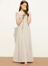 Load image into Gallery viewer, Ruffles Desirae With Floor-Length V-neck Chiffon A-Line Junior Bridesmaid Dresses Cascading