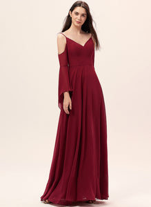 Neckline A-Line Fabric Floor-Length Length Silhouette V-neck Straps Maud Scoop Floor Length Sleeveless Bridesmaid Dresses