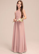 Load image into Gallery viewer, Bow(s) With Floor-Length Junior Bridesmaid Dresses Neck Scoop A-Line Ruffle Chiffon Belinda